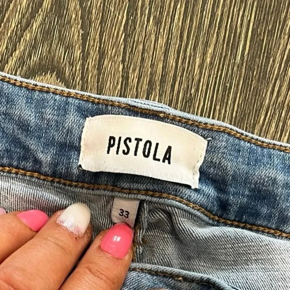 Pistola Arielle Skinny Scissor Cut Hem Jeans Mid Rise Light Wash Blue Size 33 - Picture 12 of 12